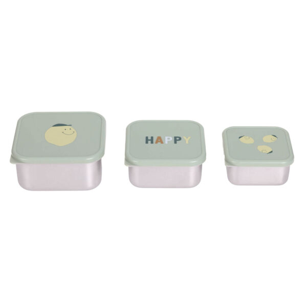 LÄSSIG Snackbox Stainless Steel, Set of 3 "Happy Lemon" - Image 2