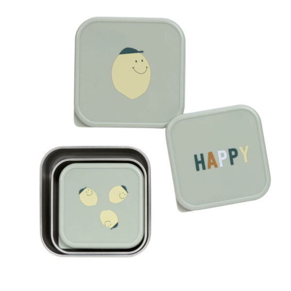 LÄSSIG Snackbox Stainless Steel, Set of 3 "Happy Lemon" - Image 3