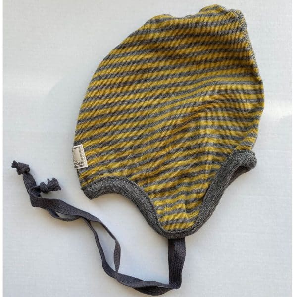 PICKAPOOH Baby & Kids Merino Wool with Silk Hat Mika „Mustard Grey Stripes“